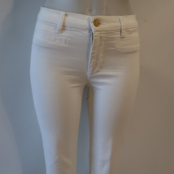 Women MiH Jeans Cream The Marrakesh Mid-Rise Kick Flare Denim Jeans 27 - Picture 3 of 9